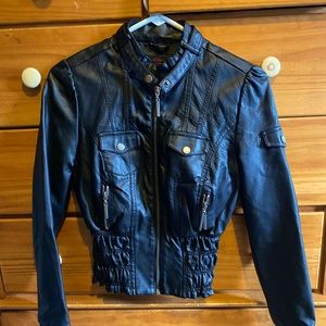 Fitted leather jacket (black)